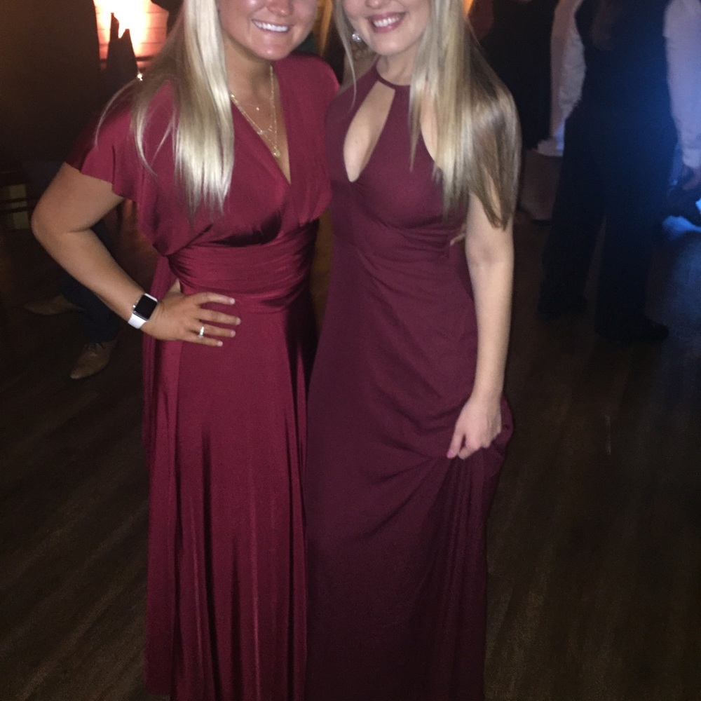 Lulu’s burgundy crimson Key hole maxi dress gown